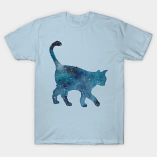 Watercolor Galaxy Cat T-Shirt